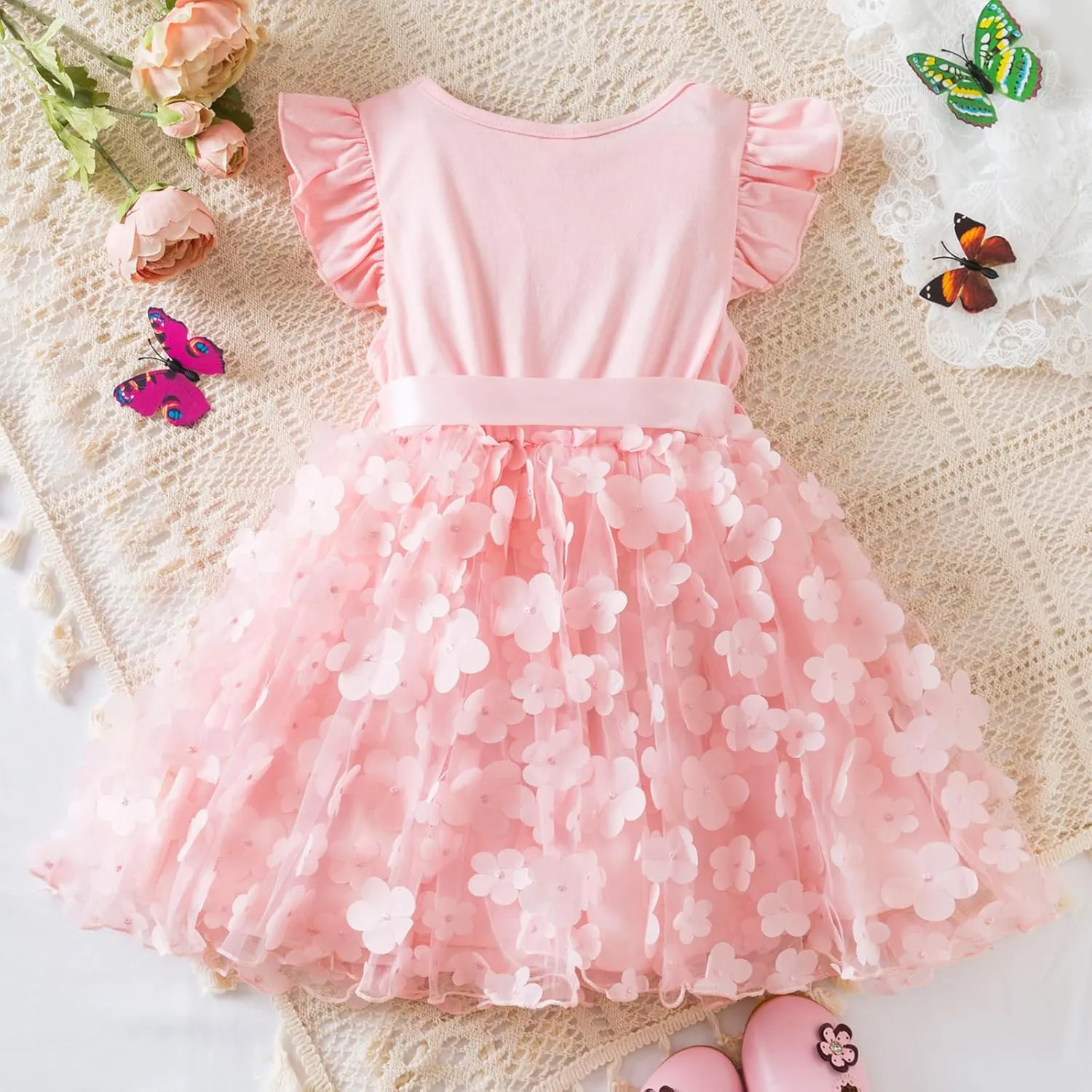 Balatele Toddler Baby Girl Tulle Dress Summer Sleeveless Embroidery Sequin Princess Birthday Party Tutu Dress