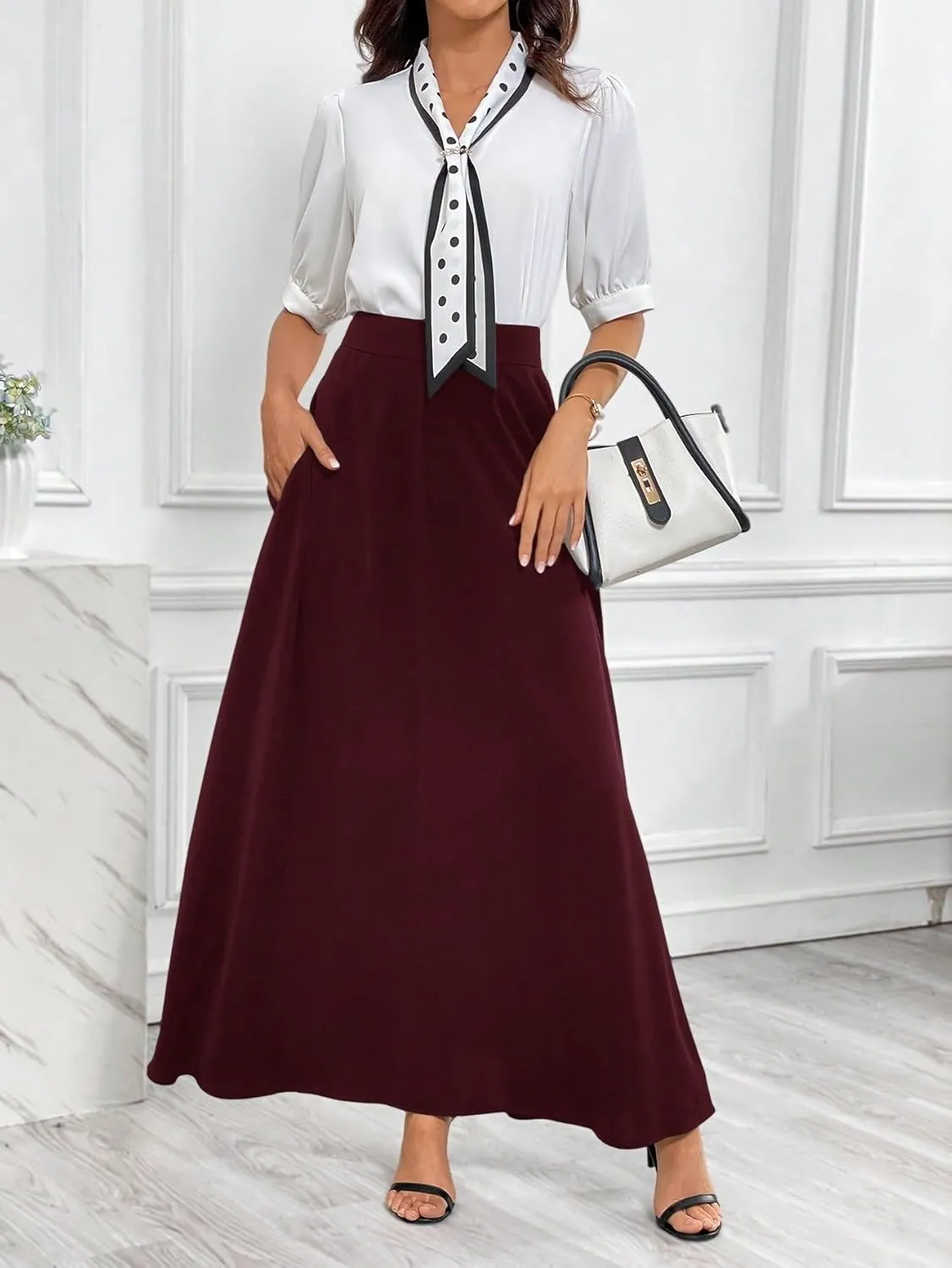 Beach Causal Women's Skirt Women Solid Color High Waist A-Line Skirt Casual