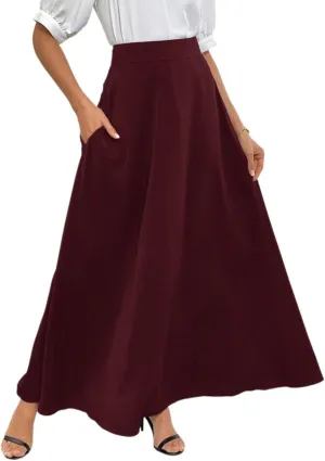 Beach Causal Women's Skirt Women Solid Color High Waist A-Line Skirt Casual