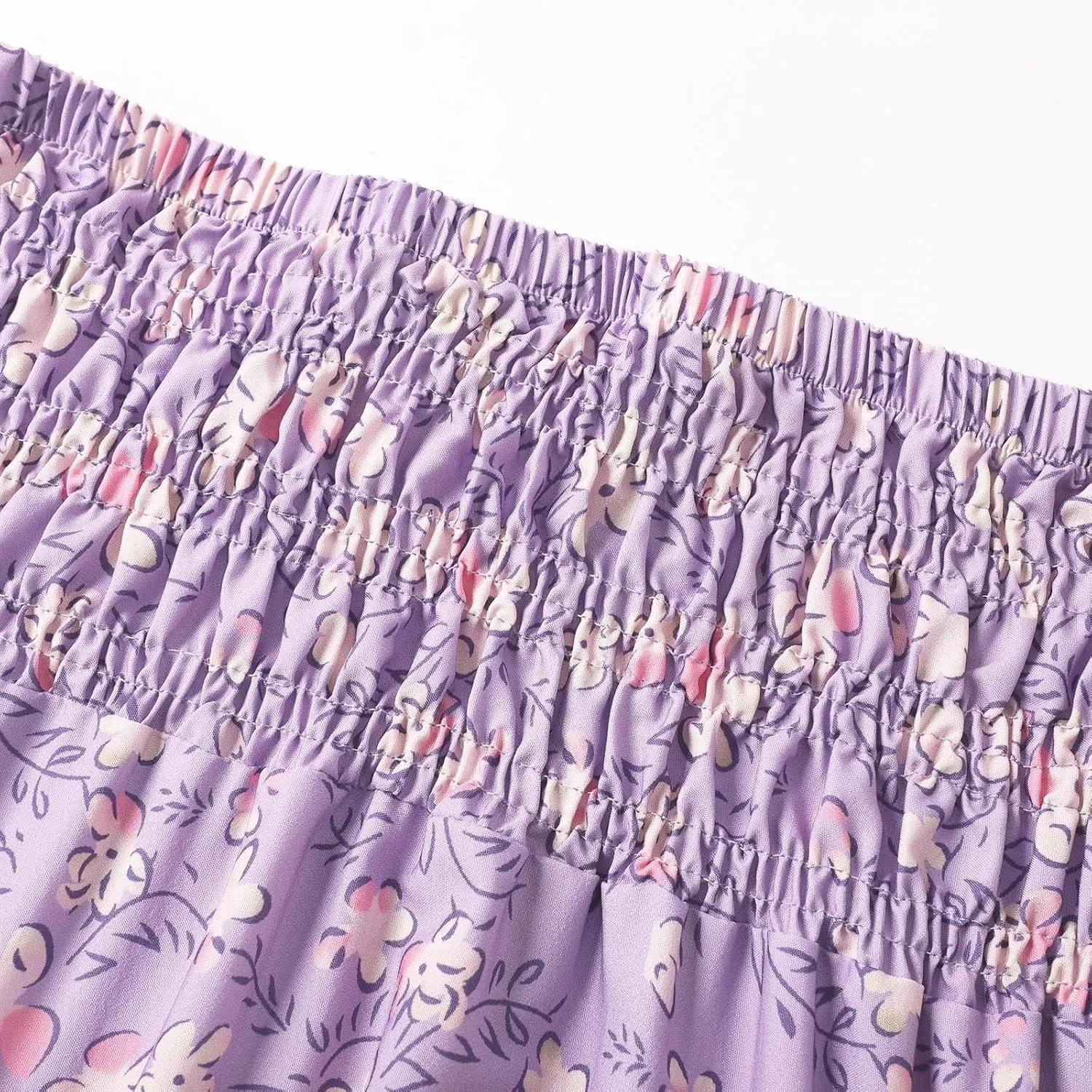 Beach Maxi Skirts for Women Summer Elastic High Waisted Flowy A-Line Ruffle Floral Boho Long Skirt