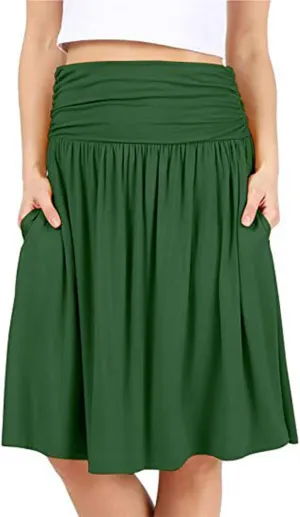 Boho Maxi Skirts for Women High Waisted Pleated Ruffle Swing Skirts with Pockets Summer Beach Vacation Clothes 2025