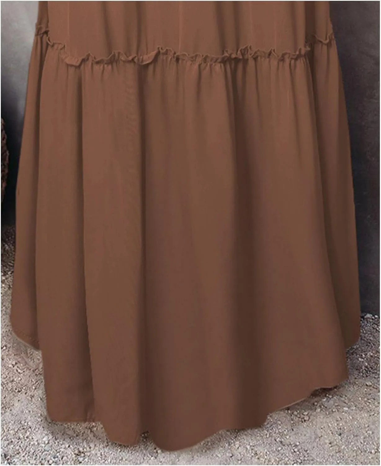 Boho Skirts for Women Summer Casual Summer Elastic High Waist A-Line Ruffle Hem Maxi Skirt Beach Long Skirt