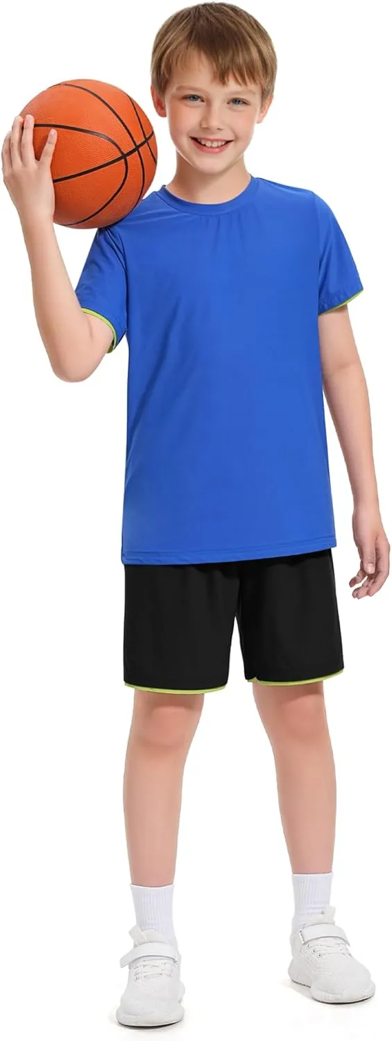 Boys Athletic Shorts Quick Dry Basketball Soccer Running Gym Summer Mesh Sports Shorts for Kids