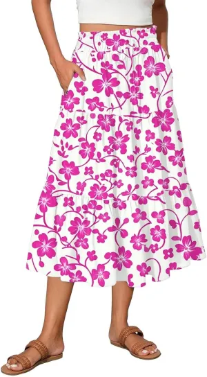 Cargo Skirts for Women High Waist A-Line Maxi Skirt with Pockets Flowy Summer