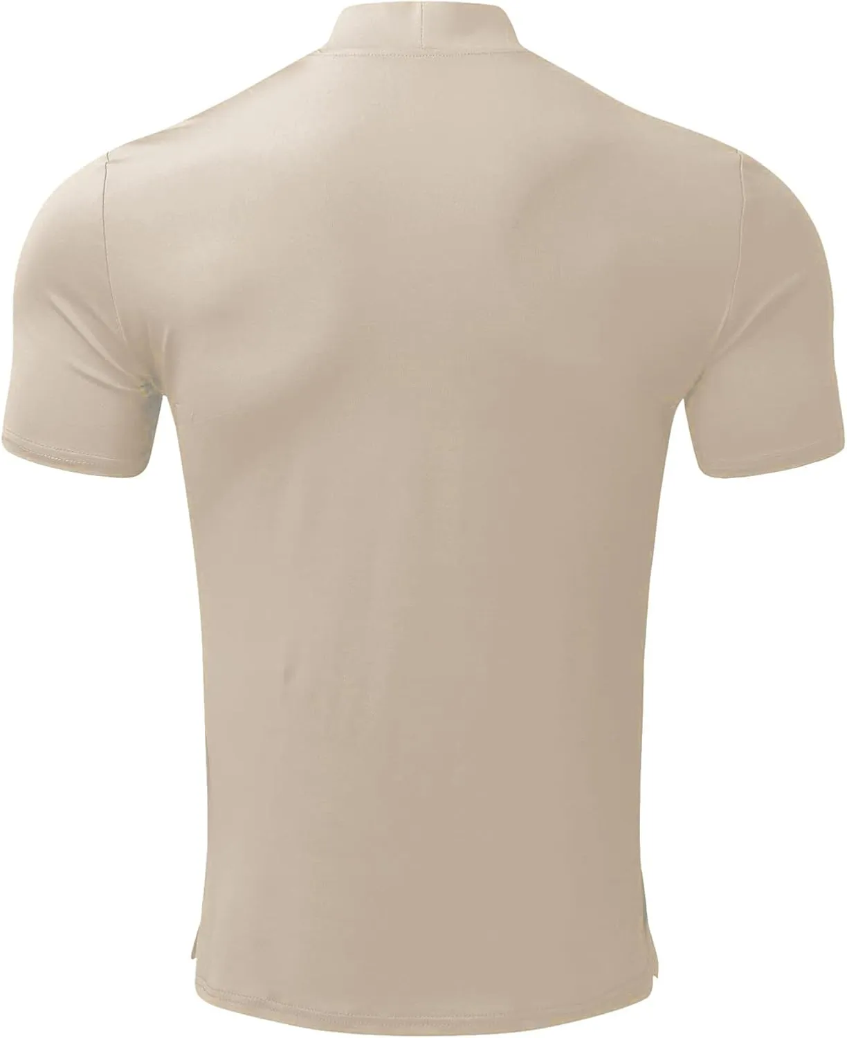 CHUUMEE Mens Mock Turtleneck Sweater Short Sleeve Solid Color T-Shirts Basic Slim Fit Pullover Tees