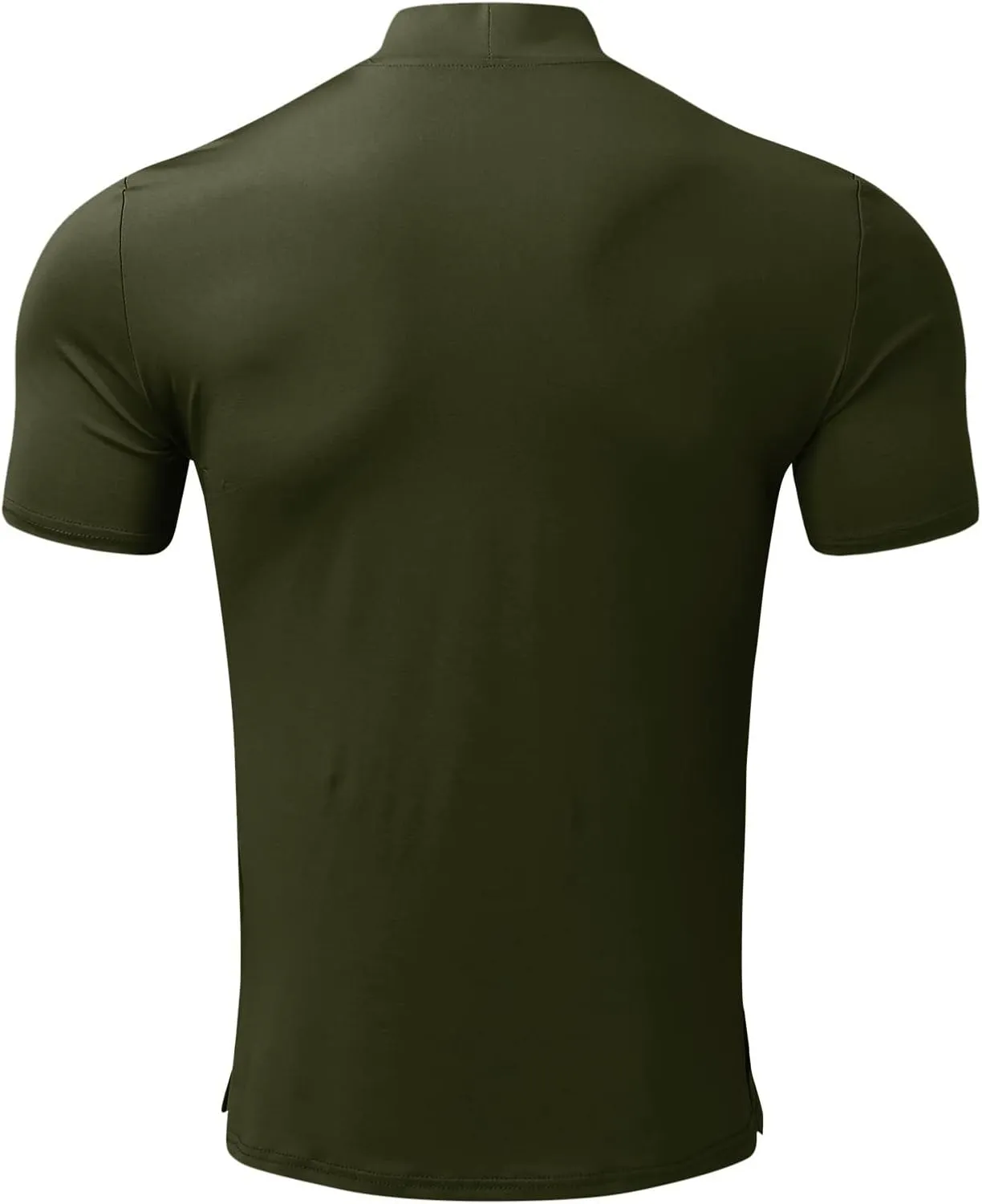 CHUUMEE Mens Mock Turtleneck Sweater Short Sleeve Solid Color T-Shirts Basic Slim Fit Pullover Tees