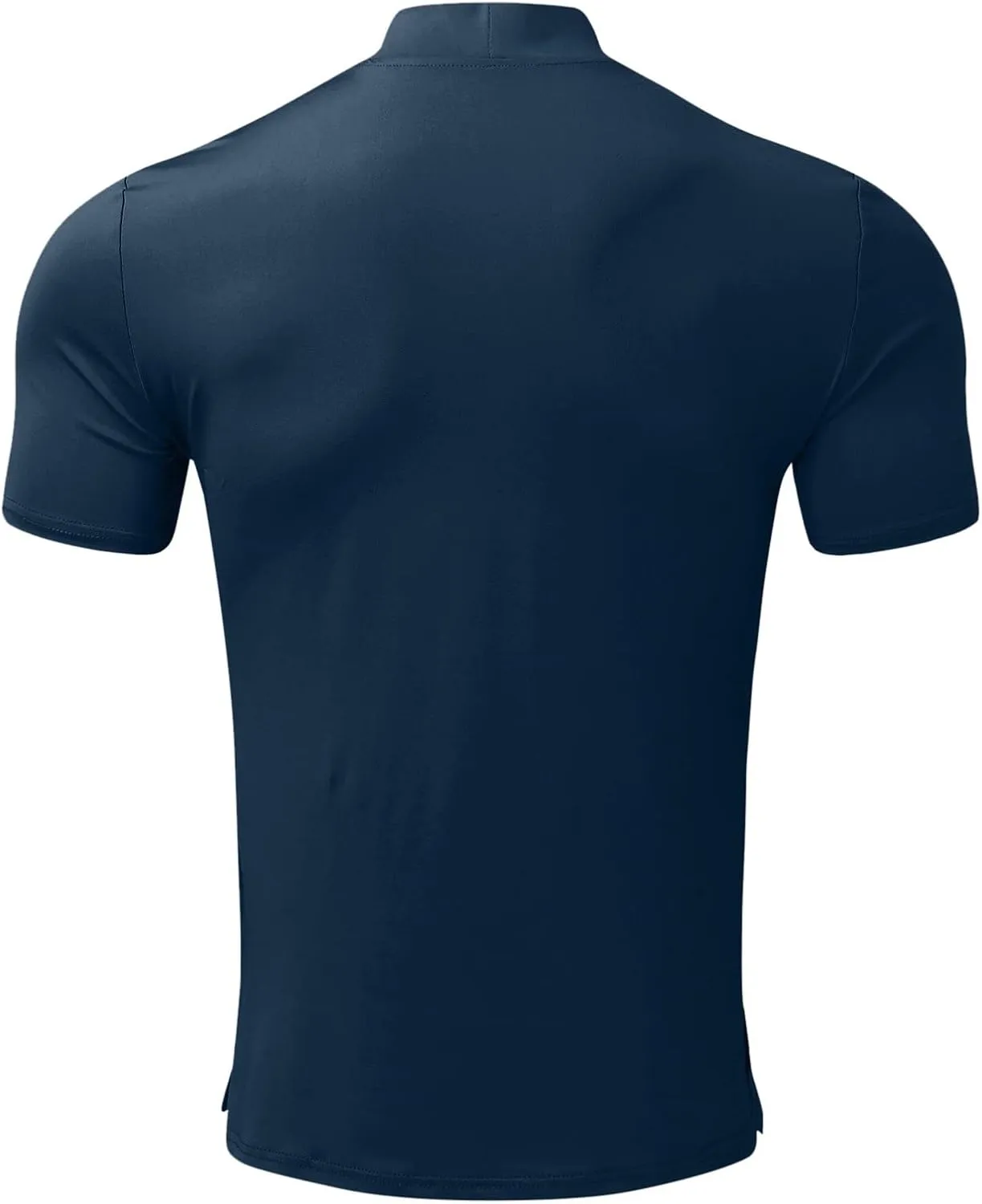 CHUUMEE Mens Mock Turtleneck Sweater Short Sleeve Solid Color T-Shirts Basic Slim Fit Pullover Tees