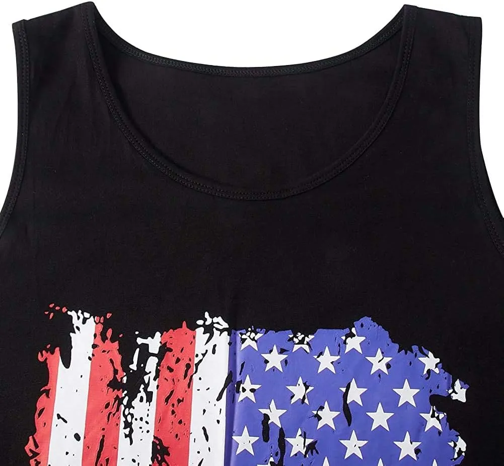 CM-Kid Men's Casual American Flag Tank Tops 4th July Independence Day USA Flag Sleeveless T-Shirt Gym Workout Patriotic Tees