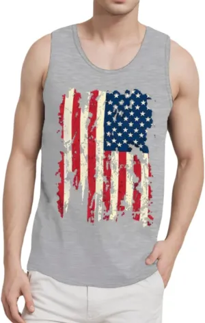 CM-Kid Men's Casual American Flag Tank Tops 4th July Independence Day USA Flag Sleeveless T-Shirt Gym Workout Patriotic Tees
