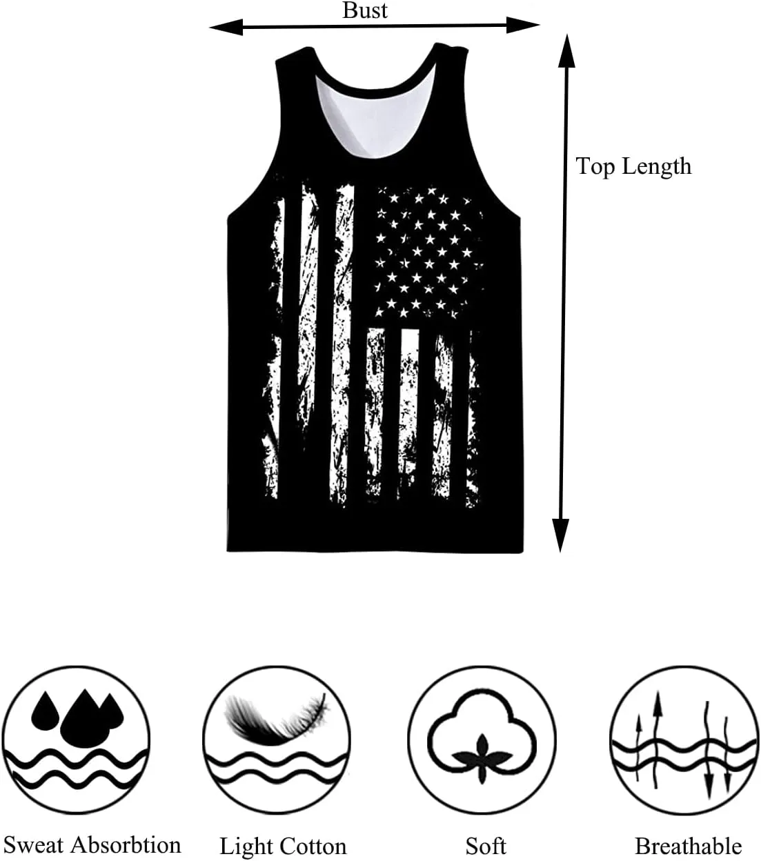 CM-Kid Men's Casual American Flag Tank Tops 4th July Independence Day USA Flag Sleeveless T-Shirt Gym Workout Patriotic Tees