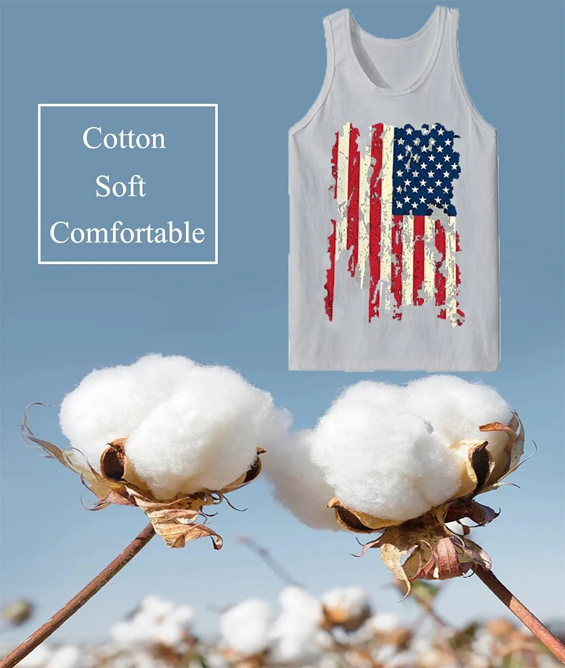 CM-Kid Men's Casual American Flag Tank Tops 4th July Independence Day USA Flag Sleeveless T-Shirt Gym Workout Patriotic Tees