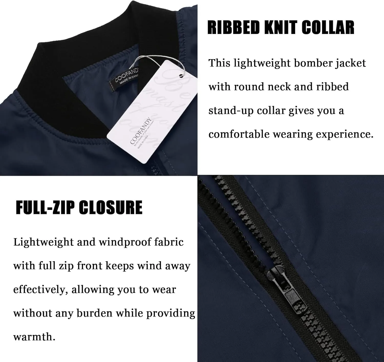COOFANDY Men Bomber Jacket Lightweight Windbreaker Jackets Casual Softshell Flight Fashion Winter Fall Coat with Pocket