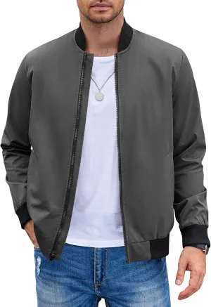 COOFANDY Men Bomber Jacket Lightweight Windbreaker Jackets Casual Softshell Flight Fashion Winter Fall Coat with Pocket