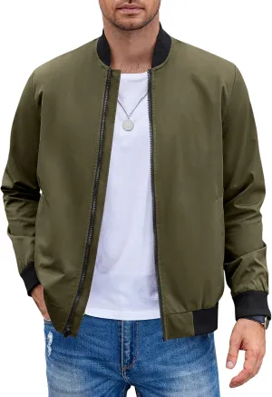 COOFANDY Men Bomber Jacket Lightweight Windbreaker Jackets Casual Softshell Flight Fashion Winter Fall Coat with Pocket