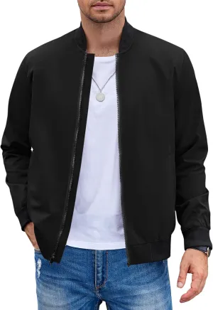 COOFANDY Men Bomber Jacket Lightweight Windbreaker Jackets Casual Softshell Flight Fashion Winter Fall Coat with Pocket