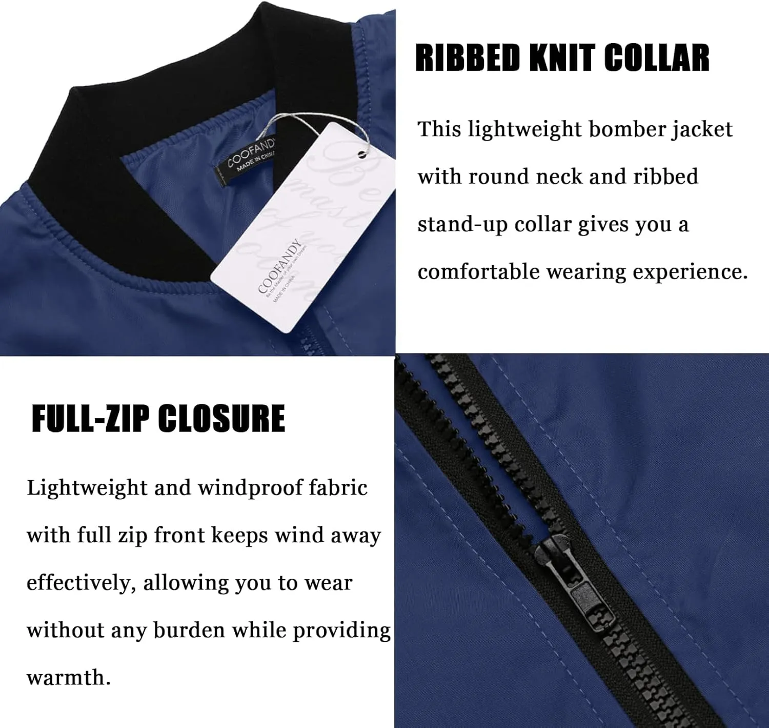 COOFANDY Men Bomber Jacket Lightweight Windbreaker Jackets Casual Softshell Flight Fashion Winter Fall Coat with Pocket