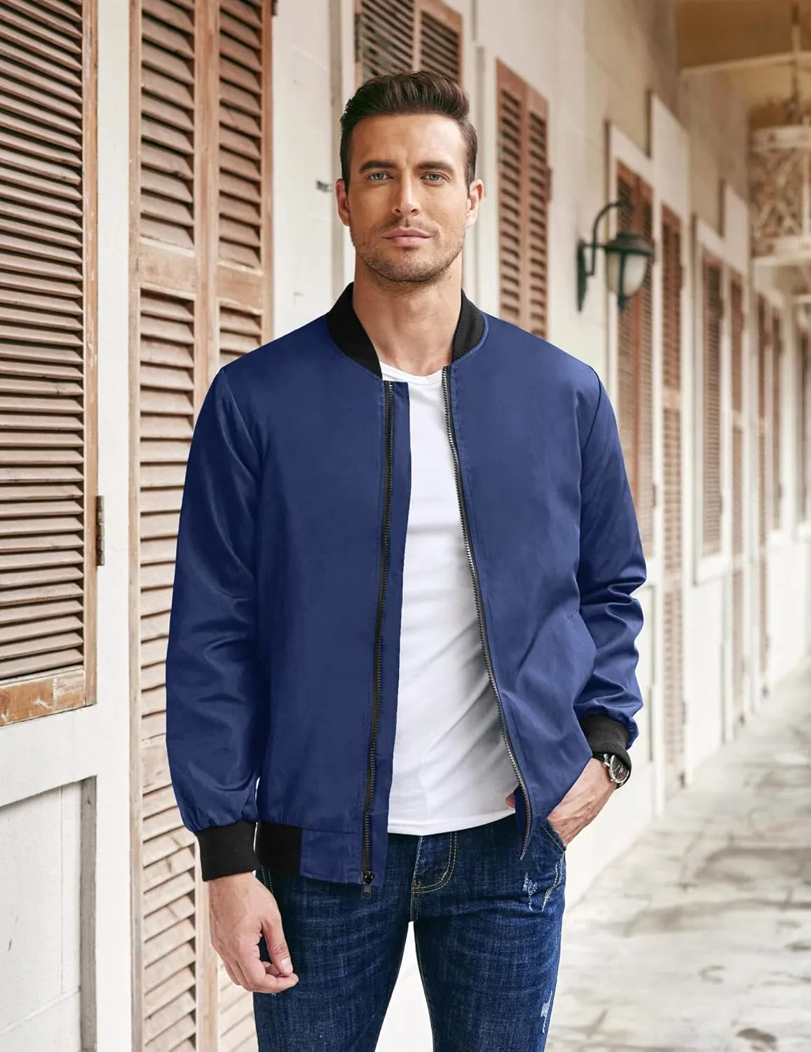 COOFANDY Men Bomber Jacket Lightweight Windbreaker Jackets Casual Softshell Flight Fashion Winter Fall Coat with Pocket