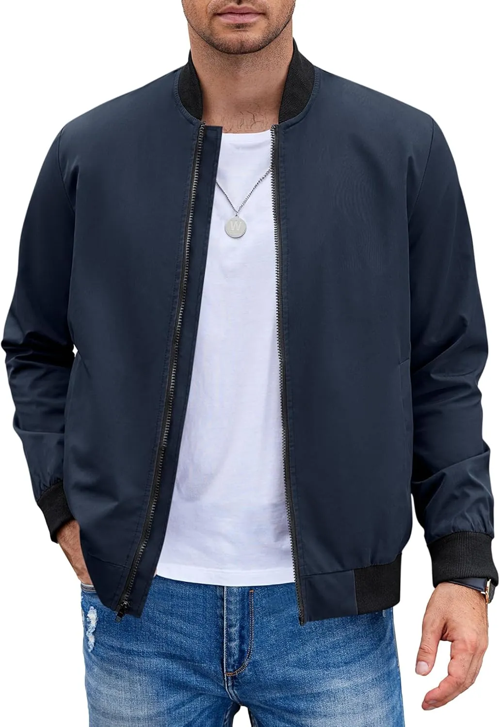 COOFANDY Men Bomber Jacket Lightweight Windbreaker Jackets Casual Softshell Flight Fashion Winter Fall Coat with Pocket