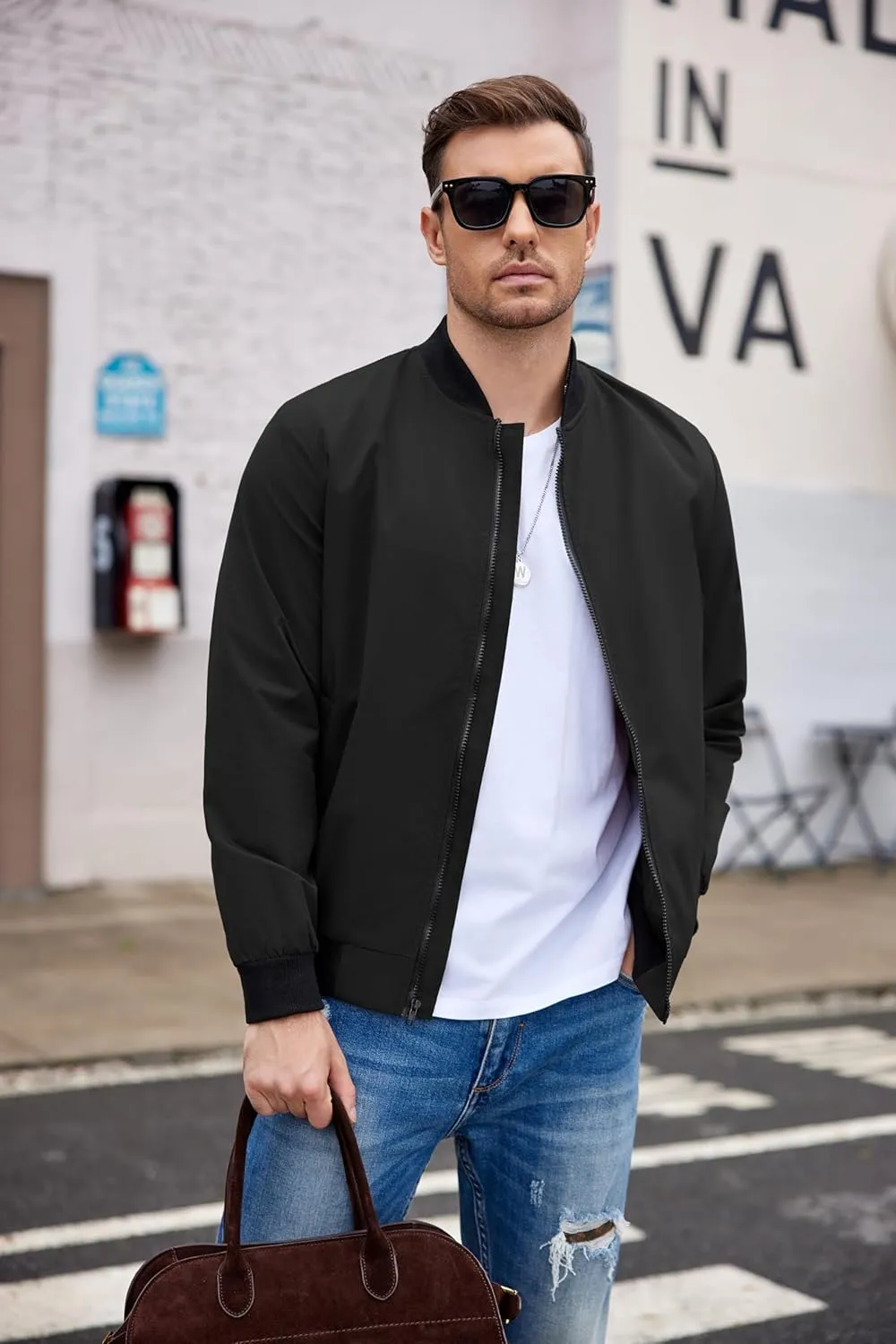 COOFANDY Men Bomber Jacket Lightweight Windbreaker Jackets Casual Softshell Flight Fashion Winter Fall Coat with Pocket