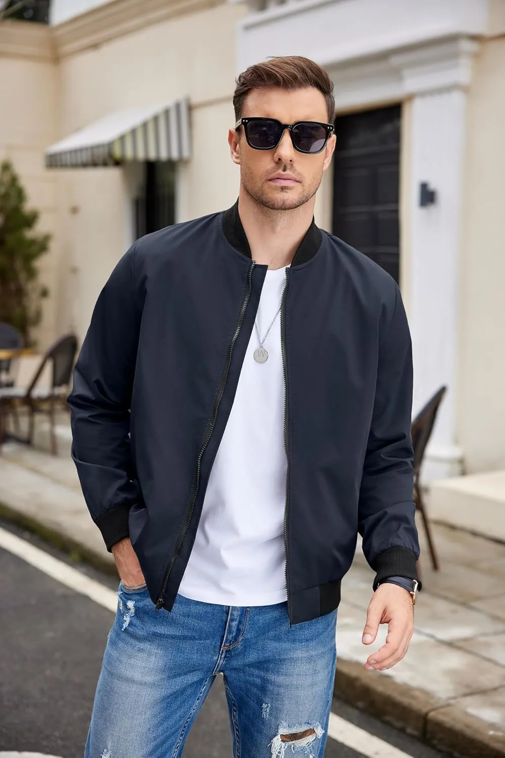 COOFANDY Men Bomber Jacket Lightweight Windbreaker Jackets Casual Softshell Flight Fashion Winter Fall Coat with Pocket