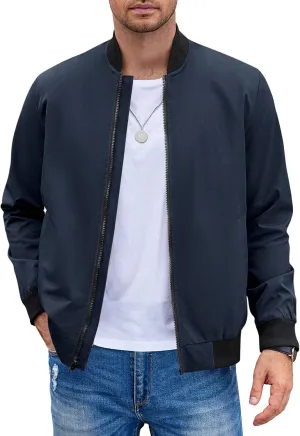 COOFANDY Men Bomber Jacket Lightweight Windbreaker Jackets Casual Softshell Flight Fashion Winter Fall Coat with Pocket