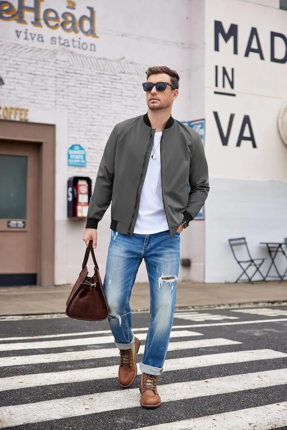 COOFANDY Men Bomber Jacket Lightweight Windbreaker Jackets Casual Softshell Flight Fashion Winter Fall Coat with Pocket