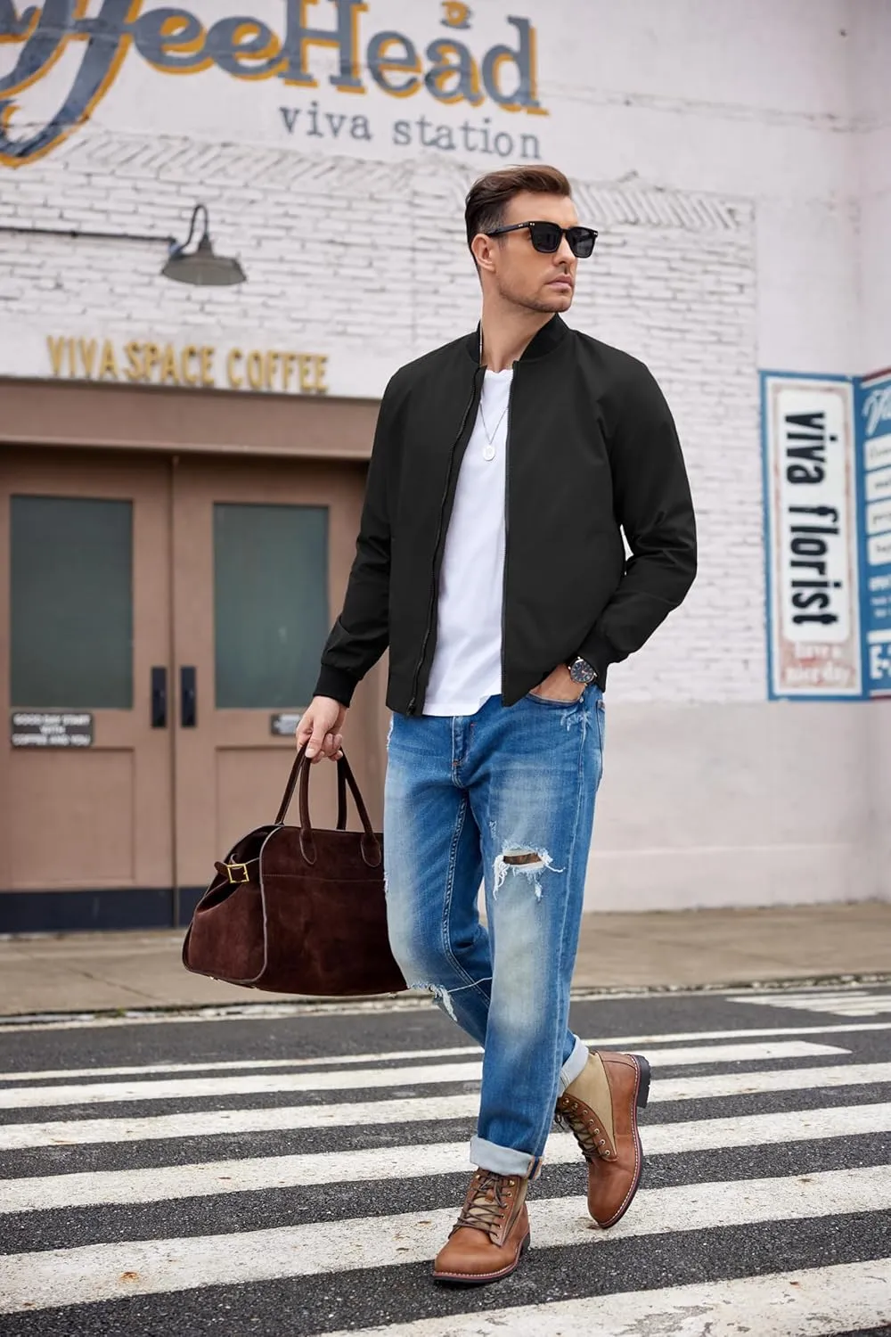 COOFANDY Men Bomber Jacket Lightweight Windbreaker Jackets Casual Softshell Flight Fashion Winter Fall Coat with Pocket