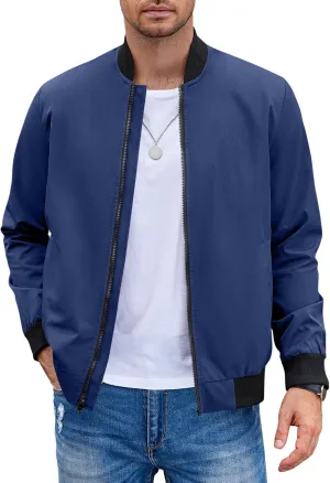 COOFANDY Men Bomber Jacket Lightweight Windbreaker Jackets Casual Softshell Flight Fashion Winter Fall Coat with Pocket