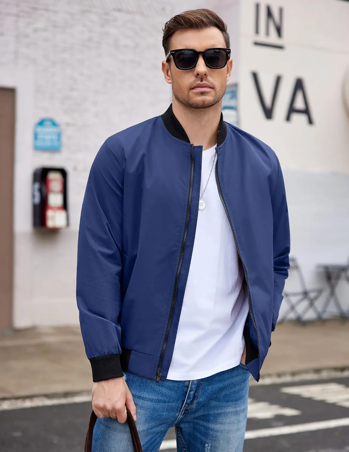 COOFANDY Men Bomber Jacket Lightweight Windbreaker Jackets Casual Softshell Flight Fashion Winter Fall Coat with Pocket