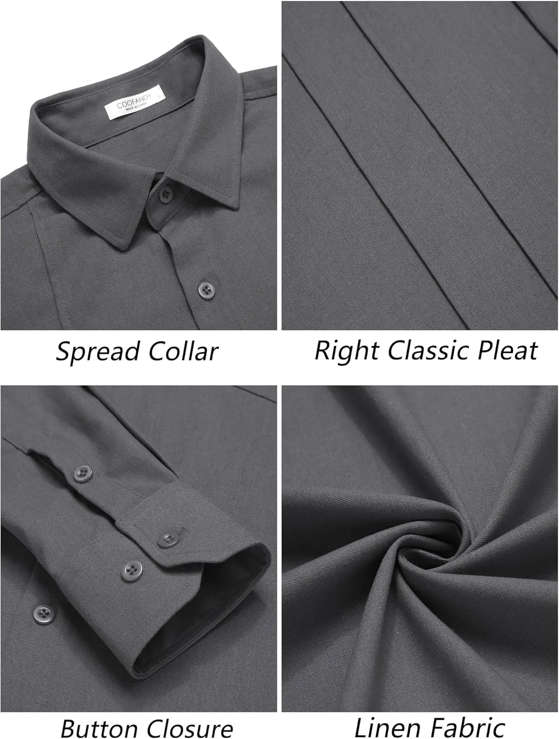 COOFANDY Men Linen Cuban Guayabera Shirts - Long Sleeve Dress & Beach Wedding Shirts