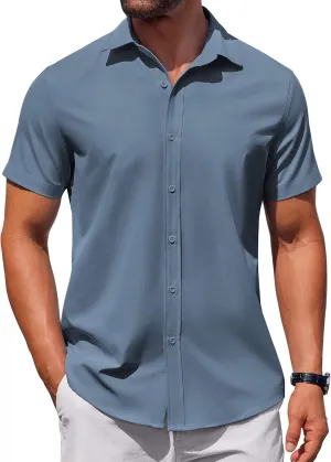 COOFANDY Men's Button Down Shirt Short Sleeve Casual Shirt for Men Summer Business Casual Dress Shirt