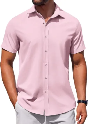 COOFANDY Men's Button Down Shirt Short Sleeve Casual Shirt for Men Summer Business Casual Dress Shirt