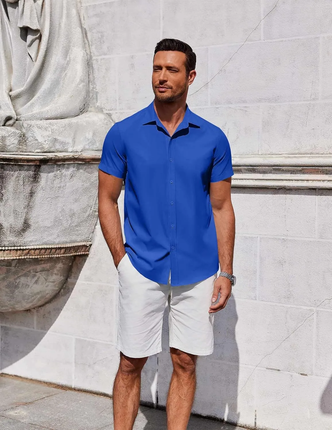 COOFANDY Men's Button Down Shirt Short Sleeve Casual Shirt for Men Summer Business Casual Dress Shirt