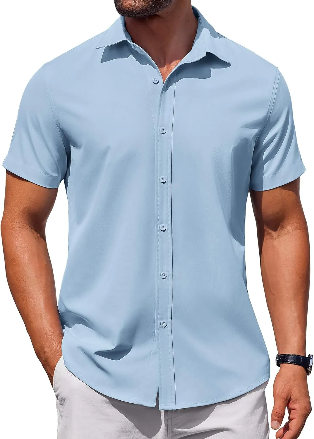 COOFANDY Men's Button Down Shirt Short Sleeve Casual Shirt for Men Summer Business Casual Dress Shirt