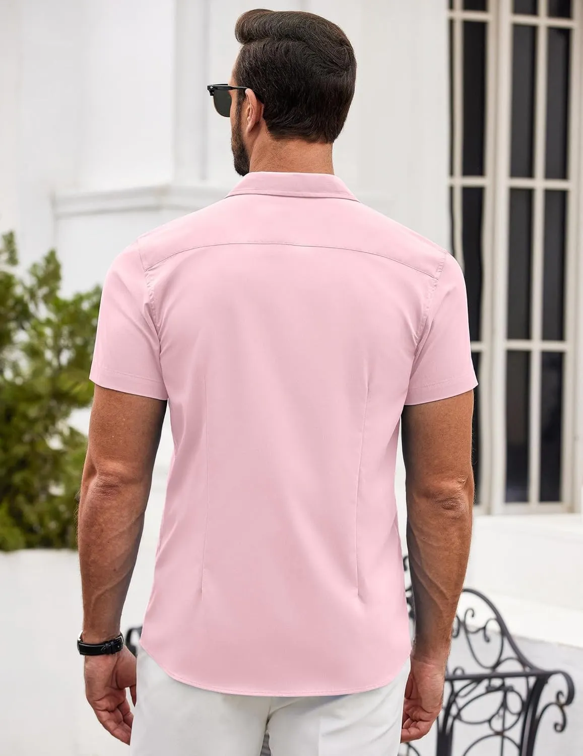 COOFANDY Men's Button Down Shirt Short Sleeve Casual Shirt for Men Summer Business Casual Dress Shirt