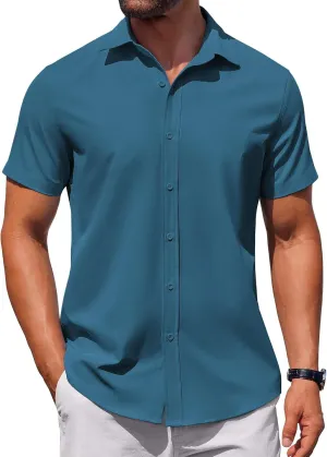 COOFANDY Men's Button Down Shirt Short Sleeve Casual Shirt for Men Summer Business Casual Dress Shirt