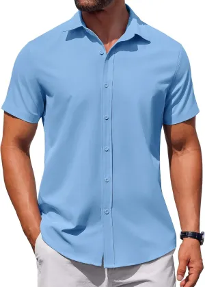 COOFANDY Men's Button Down Shirt Short Sleeve Casual Shirt for Men Summer Business Casual Dress Shirt