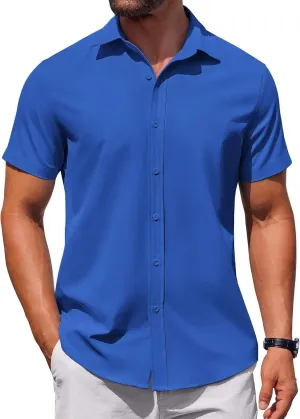 COOFANDY Men's Button Down Shirt Short Sleeve Casual Shirt for Men Summer Business Casual Dress Shirt