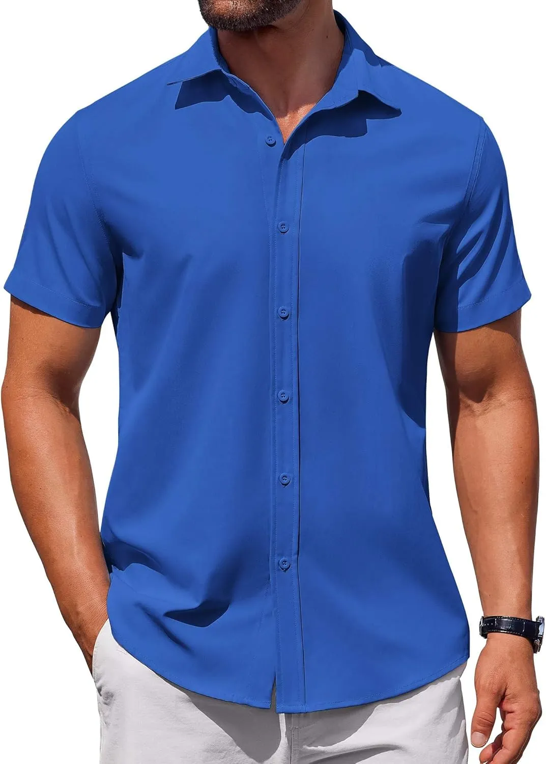 COOFANDY Men's Button Down Shirt Short Sleeve Casual Shirt for Men Summer Business Casual Dress Shirt