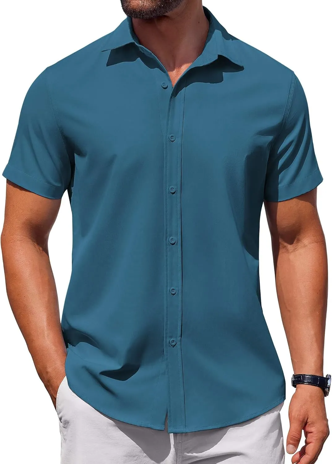COOFANDY Men's Button Down Shirt Short Sleeve Casual Shirt for Men Summer Business Casual Dress Shirt