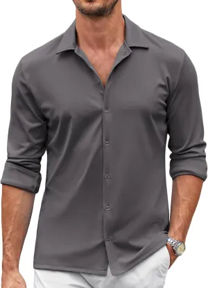 COOFANDY Men's Casual Button Down Shirt Wrinkle Free Shirts Long Sleeve Dress Shirt