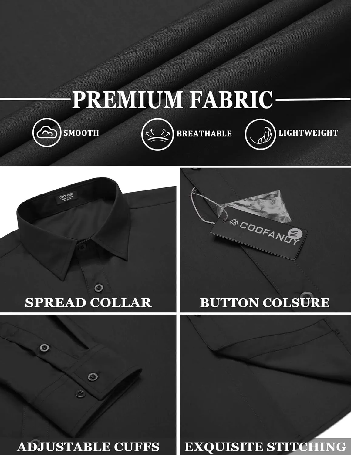 COOFANDY Men's Dress Shirts Long Sleeve Button Up Shirts Formal Business Shirt