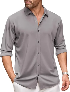 COOFANDY Men's Long Sleeve Dress Shirt Casual Button Down Shirts Wrinkle Free Untucked Shirt