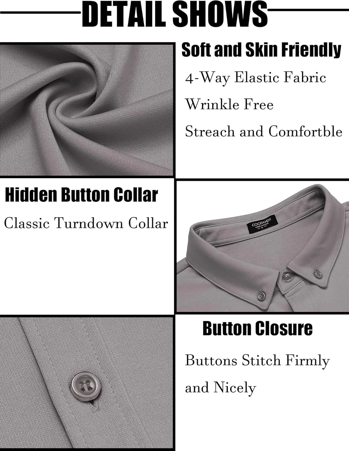 COOFANDY Men's Long Sleeve Dress Shirt Casual Button Down Shirts Wrinkle Free Untucked Shirt
