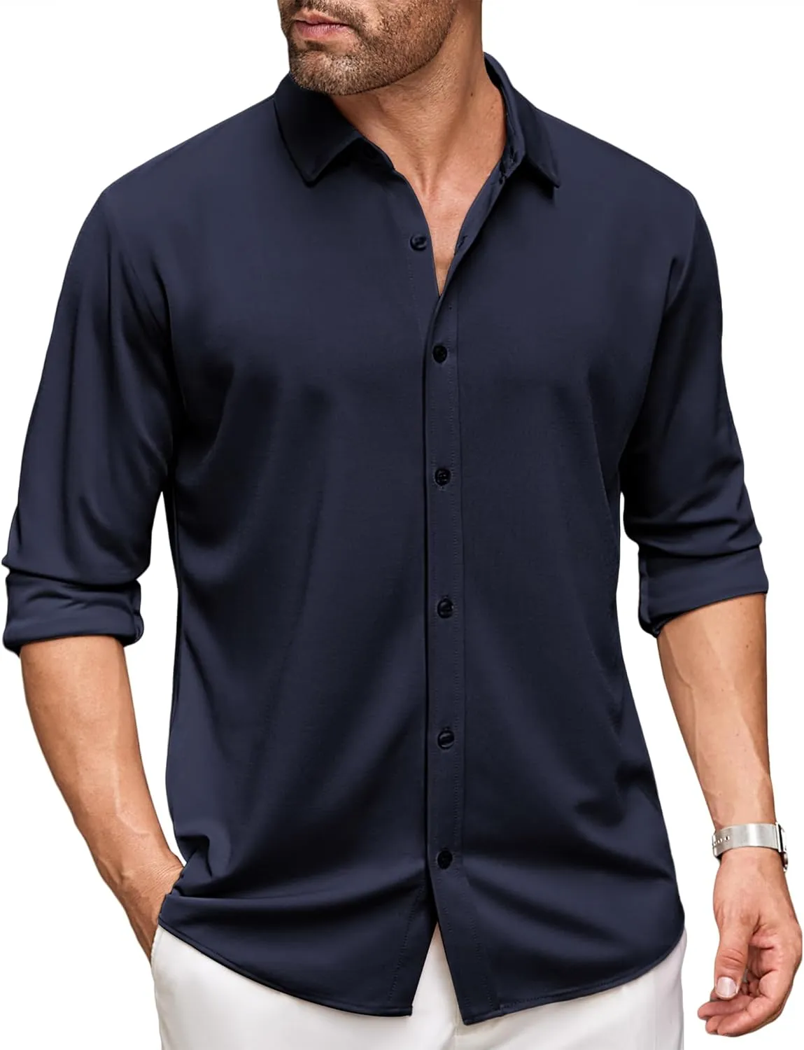 COOFANDY Men's Long Sleeve Dress Shirt Casual Button Down Shirts Wrinkle Free Untucked Shirt