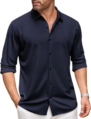 COOFANDY Men's Long Sleeve Dress Shirt Casual Button Down Shirts Wrinkle Free Untucked Shirt