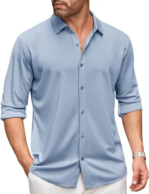 COOFANDY Men's Long Sleeve Dress Shirt Casual Button Down Shirts Wrinkle Free Untucked Shirt