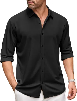 COOFANDY Men's Long Sleeve Dress Shirt Casual Button Down Shirts Wrinkle Free Untucked Shirt