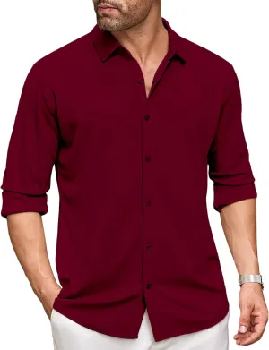 COOFANDY Men's Long Sleeve Dress Shirt Casual Button Down Shirts Wrinkle Free Untucked Shirt