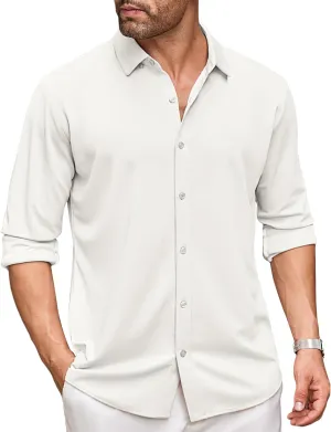 COOFANDY Men's Long Sleeve Dress Shirt Casual Button Down Shirts Wrinkle Free Untucked Shirt